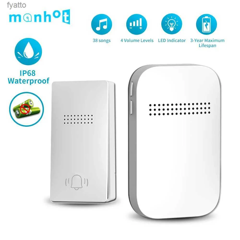 Doorbells Wireless outdoor doorbell waterproof battery free self powered kit home and dynamic ring ringtoneH240316