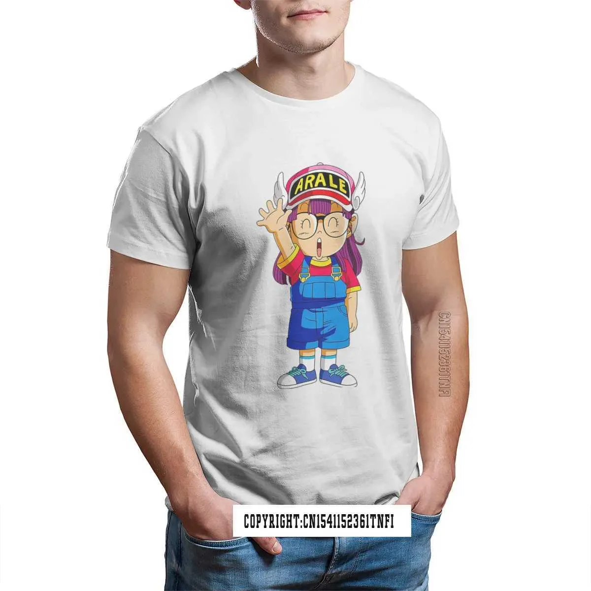 Camisas casuais masculinas dr slump manga japonesa arale norimaki design t camisa para homem homme tripulação pescoço 100% algodão novos topos tshirtc24315