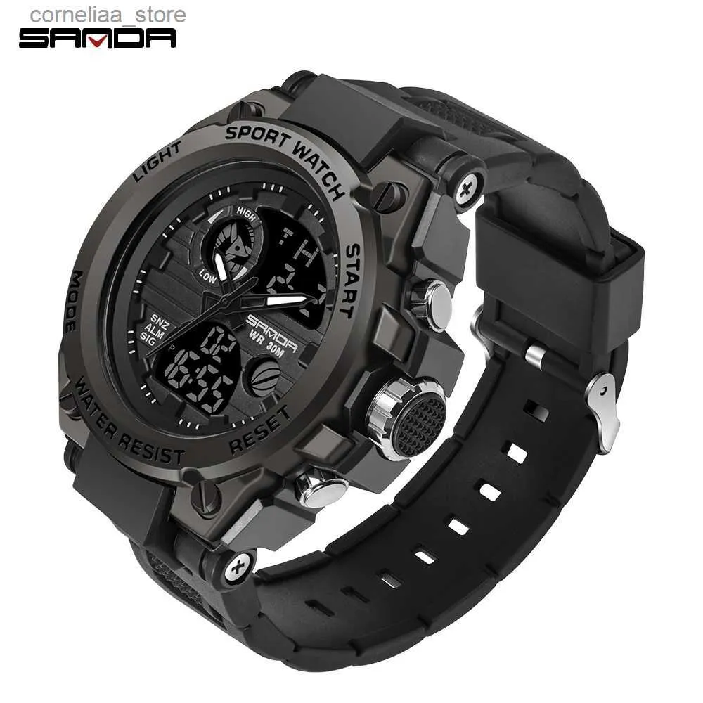 Other Watches SANDA Top Luxury es Men Military Army Mens Waterproof Sport Wrist Dual Display Male Relogio Masculino Y240316