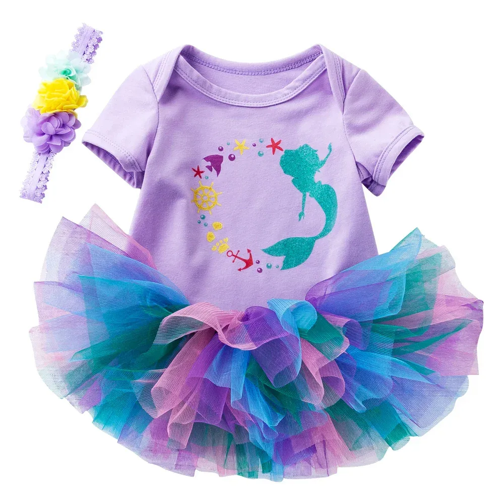 Vestidos Faldas tutú para niñas Conjunto de ropa para bebés Mameluco de manga corta de algodón Conjunto de ropa para niños pequeños recién nacidos 3 unids / set Trajes de baile