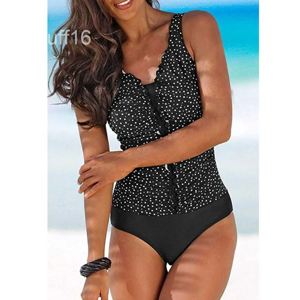 2020 Plus Size One Piece Swimwear Sexy Women Bikini Polka Dots Summer Padded Floral Monokini Ruched Bathing Suit Girls Ladies T200708 C3KD