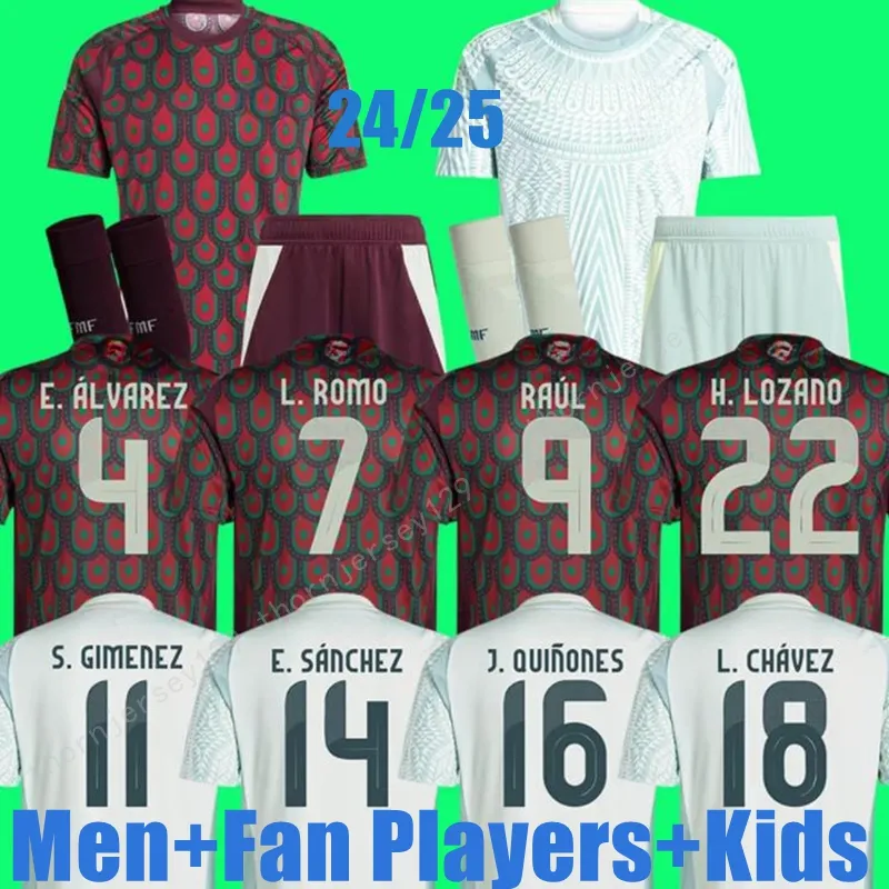 2024 Maglia da calcio Messico Casa Trasferta RAULCHICHARITO LOZANO DOS SANTOS Maglia da calcio club Kit per bambini H.LOZANO Set da uomo Uniformi Tifosi Versione giocatore