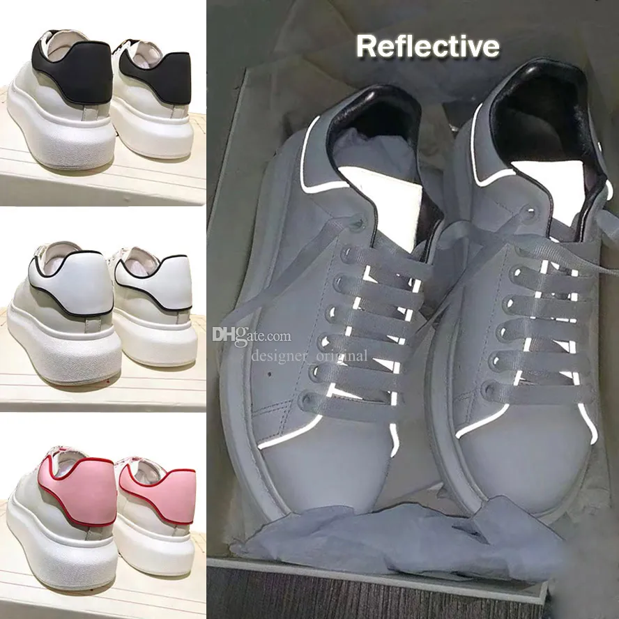 Designer Scarpe Casual Piattaforma Uomo Donna Sneakers Moda Pelle scamosciata Bianco Rosa Nero Riflettente DESIGNERORIGINAL009