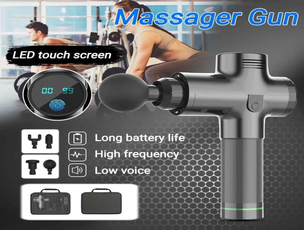 Kroppsmuskelmassager Electric Vibrating Therapy Guns LED Deep Tissue Sport Massage Machine Relax Massager 3600RMIN MED BAG Y19075396618