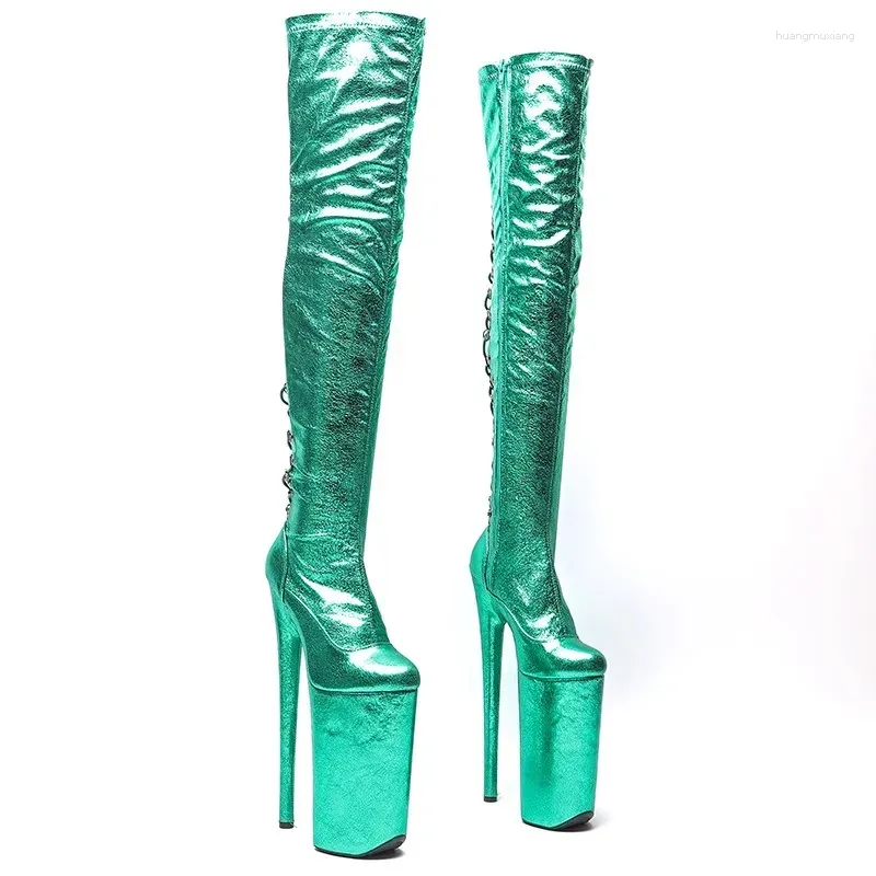 Dance Shoes Auman Ale 26CM/10inches Shiny PU Sexy Exotic High Heel Platform Party Women Boots Pole 017