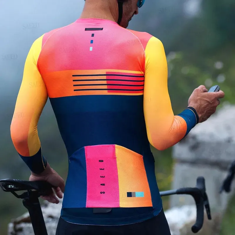 Espagne équipe hiver thermique polaire vêtements de cyclisme hommes à manches longues maillot costume en plein air équitation vélo vtt pantalons vêtements combinaisons 240307