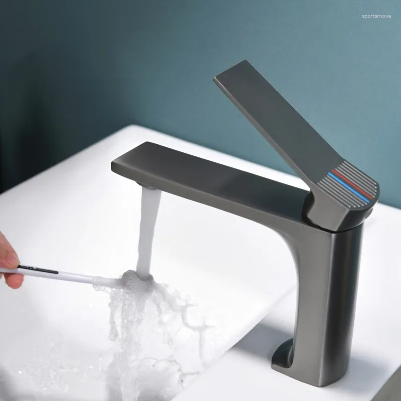 Bathroom Sink Faucets Brass Basin Faucet Single Hole Handle Cold And Water Mixing Toilet Cabinet Tap Chrome Gray Black