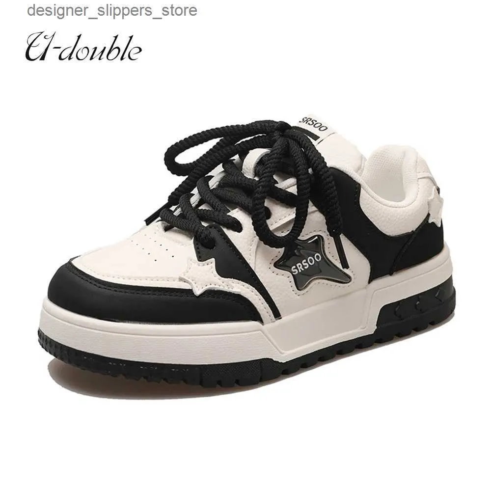 Chaussures habillées Nouveau Sepatu Kets Modis Untuk Wanita 2023 Sepatu Baskets Kasual Trendi Renda Desainer Klasik Zapatillas Sneaker Q240316