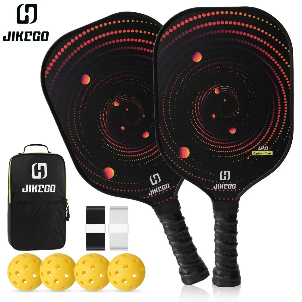 Jikego 16mm overgrip masculino feminino saco de fibra carbono raquete profissional pickle bola pás pickleball paddle conjuntos 240313
