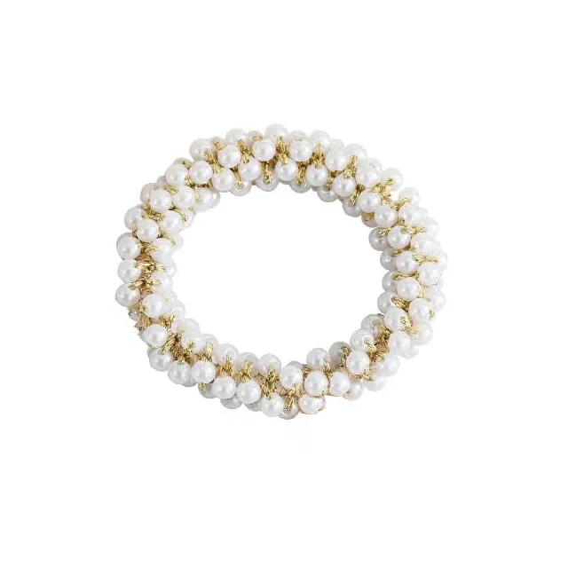 Korean Pearl Beaded Hair Ties Scrunchies Crystal Elastic Hairband Ponytail Holders Women Hair Rope Rubber Hair Accessories