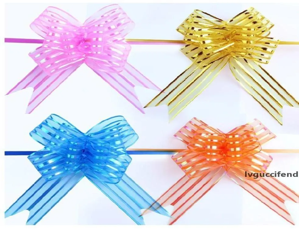 10st Lot Pull Bows Wrapping Striped Ribbon String for Wedding Party Birthday Car Holiday Presents Bags Baskets flaskor Decoration1677600