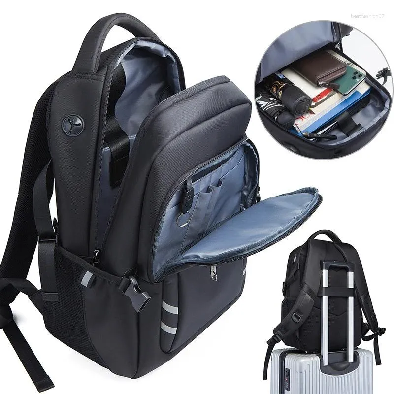 Ryggsäck män USB -skola ryggsäckar 15 tums affärsbärbar dator stor kapacitet väska för vattentäta väskor