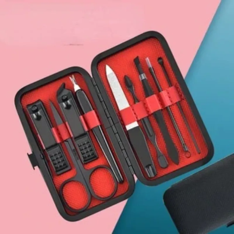 9 pezzitagliaunghie manicure pedicure set portatile da viaggio in acciaio inossidabile kit di strumenti taglierina unghie vestito unghie