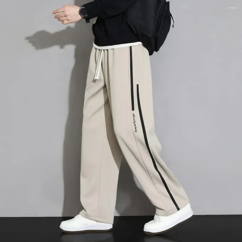 Męskie spodnie elastyczna talia prosta noga luźne pasty do spodni sznurkarzy miękkie dla wygodnych