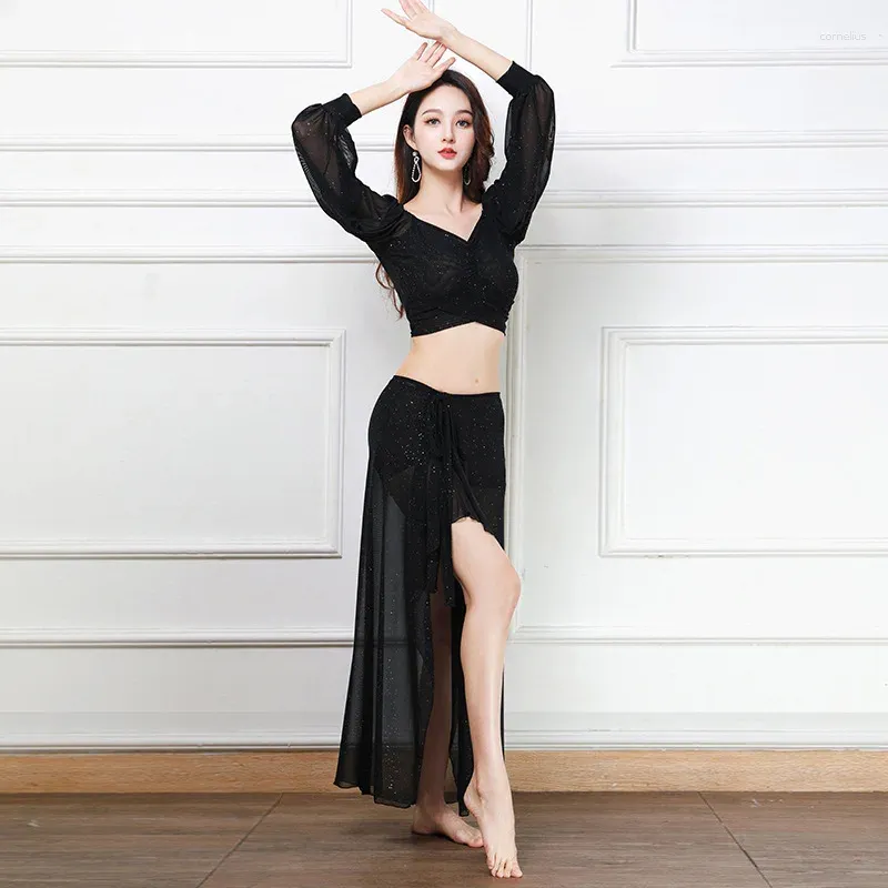 Stage Wear Bellydance Top Skirt Set Practice Clothes Dance Sexy Women Long Suit Carnaval Orientale Costume Jupe Longue Femme