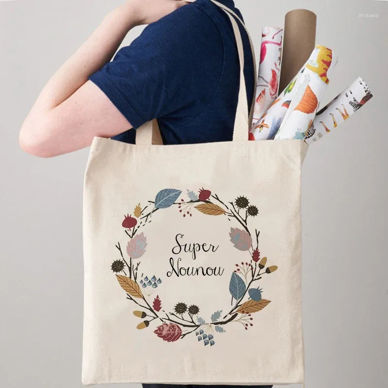 Boodschappentassen Super Nounou canvas draagtas Milieuvriendelijke dameshandtas Reisopslag Clutch Bagage-organizer Muziek Merch-cadeaus voor