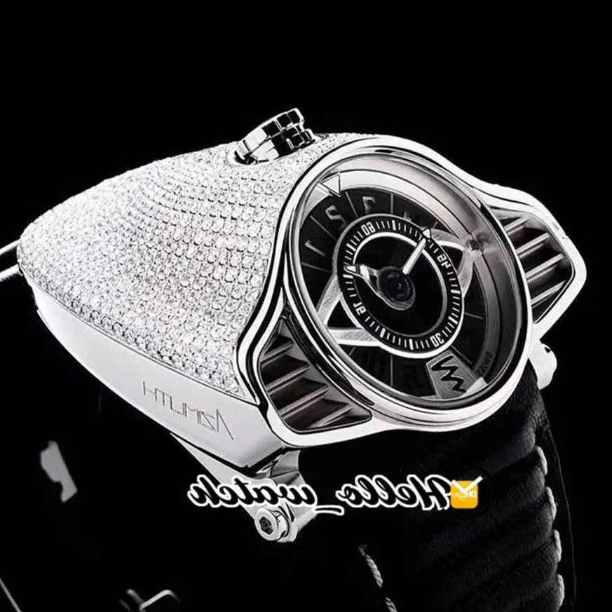 Nya Azimuth Gran Turismo 4 Varianter sp.ss.gt.n001 Full Diamonds Miyota Automatic Mens Watch Black Silver Dial Leather Watches Hello_watch 296i