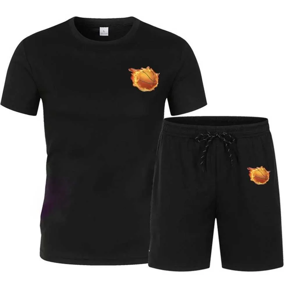 Chemises décontractées pour hommes Ensembles d'été pour hommes Mode coréenne Survêtement court Sle T-shirts + Shorts de sport Costume Hommes Vêtements de sport Hommes Joggers Lâche SuitsC24315