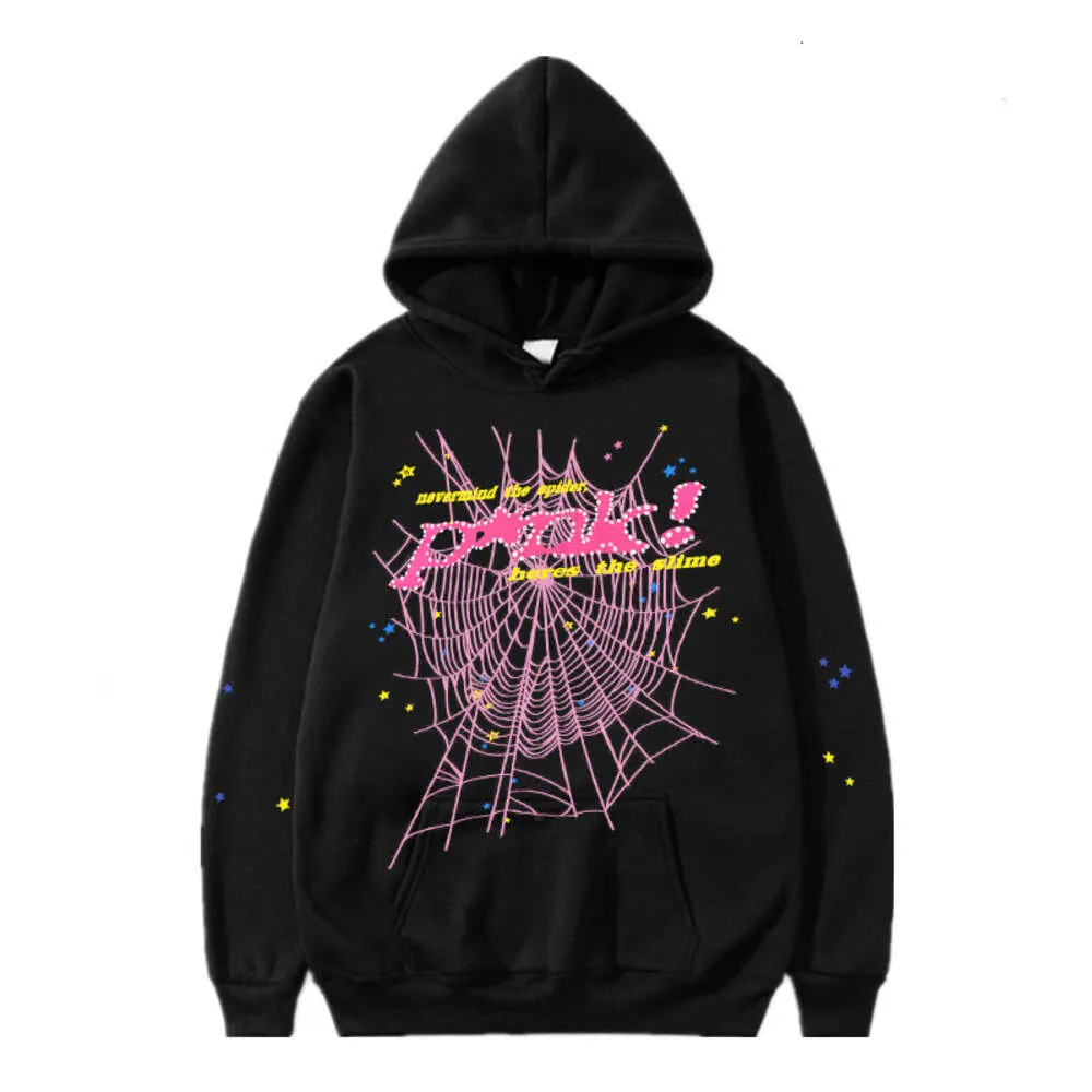 Hoodie Sp5der Young Thug 555555 Men Women Hoodie Foam Print Spider Web Graphic Pink Sweatshirts Y2k Pullovers Pant S-XL High Quality Fashion Spider Hoodie 386