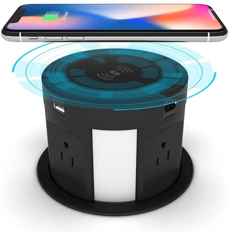 Smart Home Control Prise pop-up automatique Protection contre les surtensions Prise de multiprise encastrée cachée et rétractable avec chargeur sans fil Chargement USB