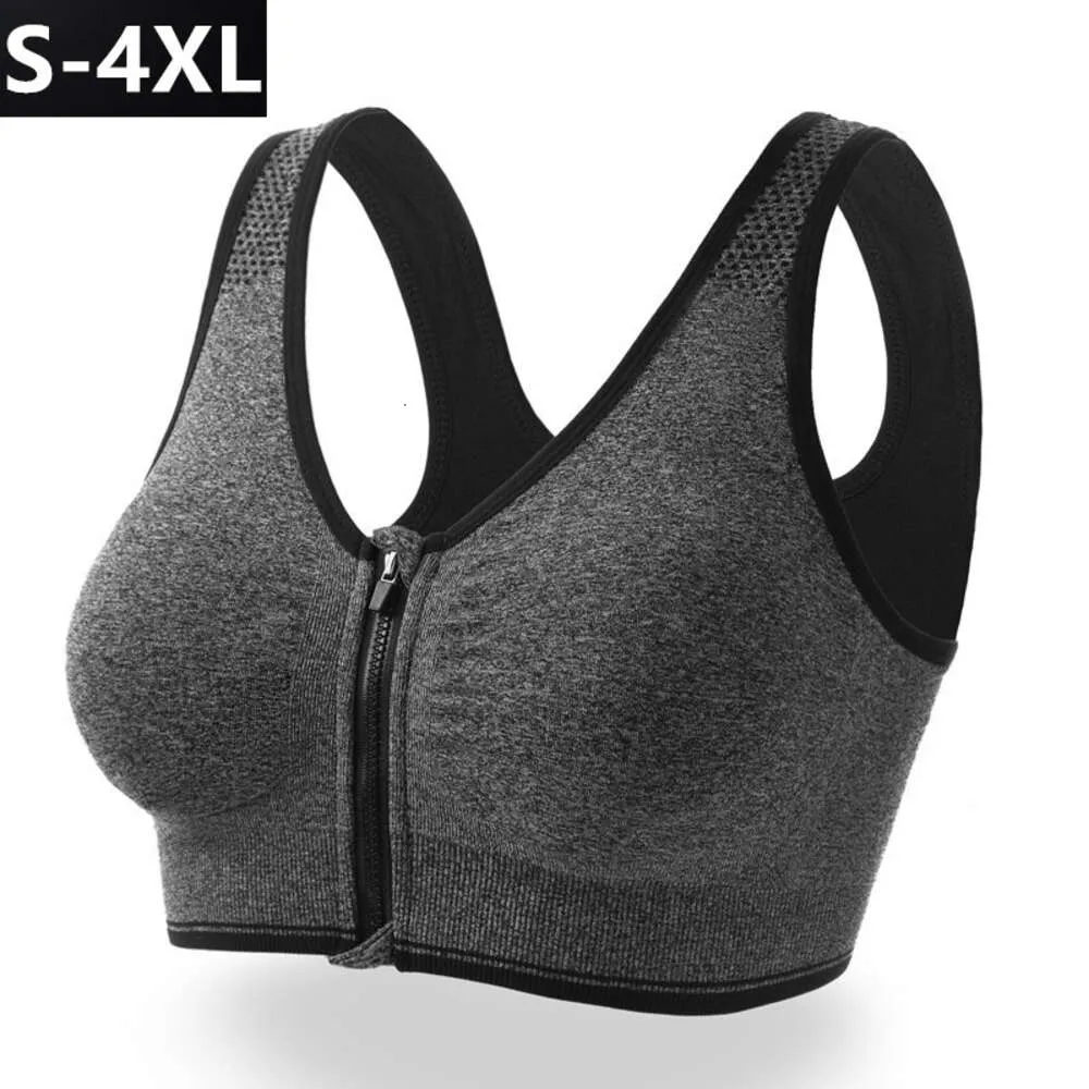 Front Zipper, Professional Shock-absorbing and Breathable, Without Steel Ring Running Vest, Yoga Sports Bra for Women