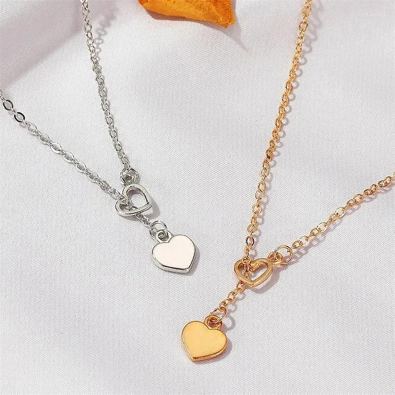 Pendant Necklaces Light Luxury Fashion Personality Peach Heart Love Clavicle Chain for Women Trendy Y-shaped Necklace