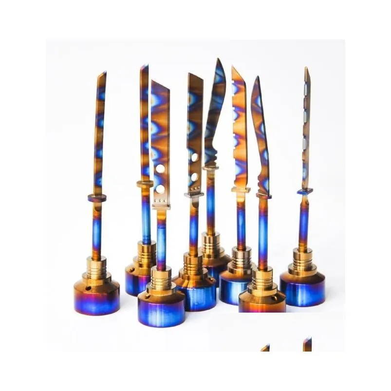 Andere Handwerkzeuge, eloxiert, 14 mm, 18 mm, 2-in-1-Gr2-Titan-Vergaserkappe mit Schwert oben und 1 abgewinkeltem Loch, passend für alle Schüsseln mit 22 mm 2360445 Drop Dhayi