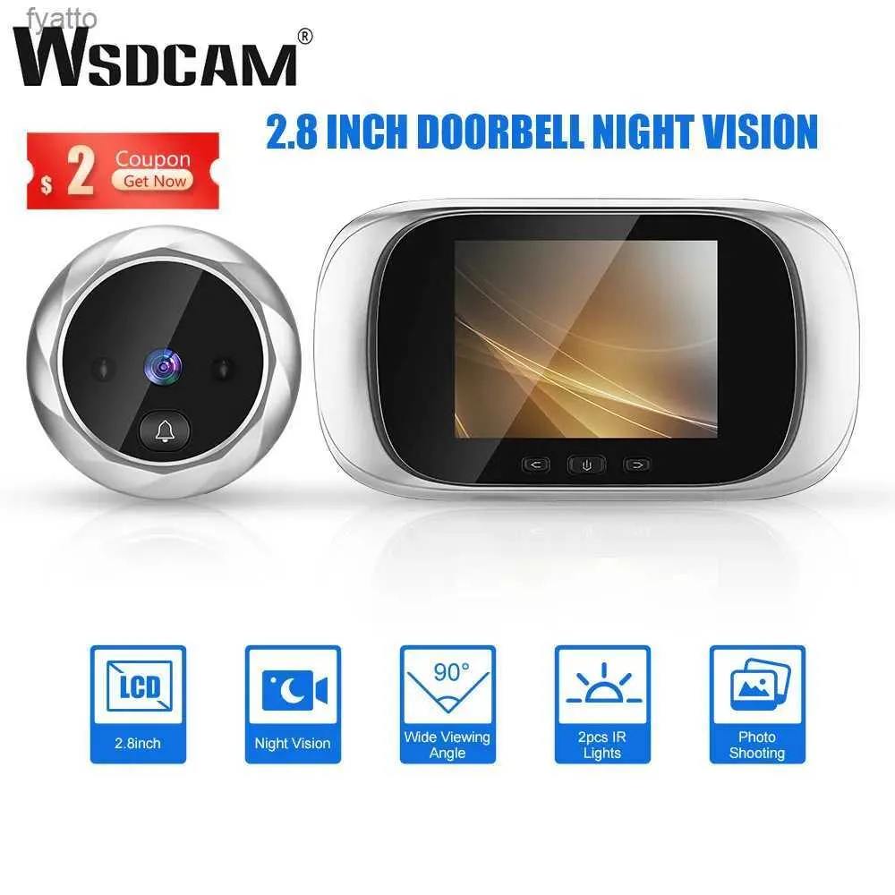 Kapı Zilleri WSDCAM 2.8 inç LCD Dijital Peep Kapı Zili 90 Derece Kapı Görüntüleyicisi Kamera Gece Görme Fotoğraf Doorring MonitorH240316