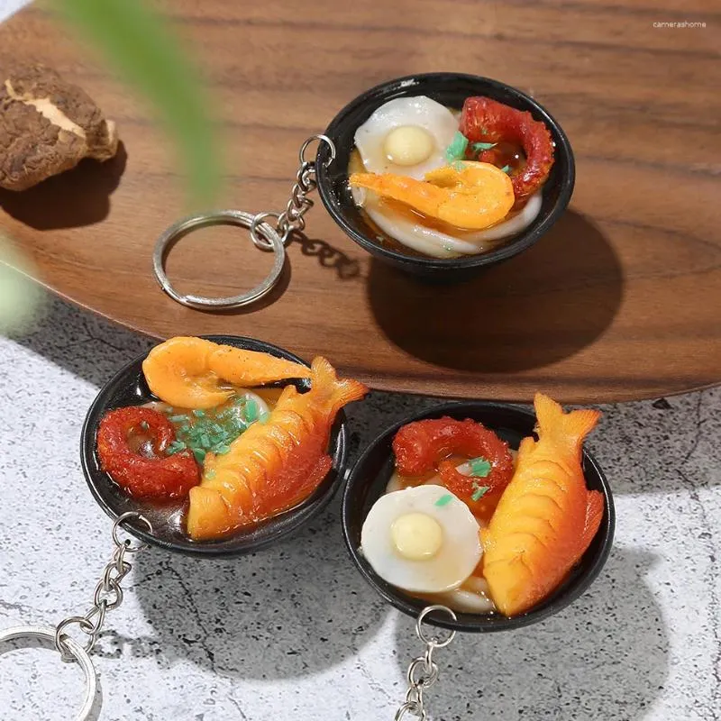 Nyckelringar Ramen Noodle Keychain Japanese Sushi Udon Bowl Bag Pendant Gift Barn Play House Toys