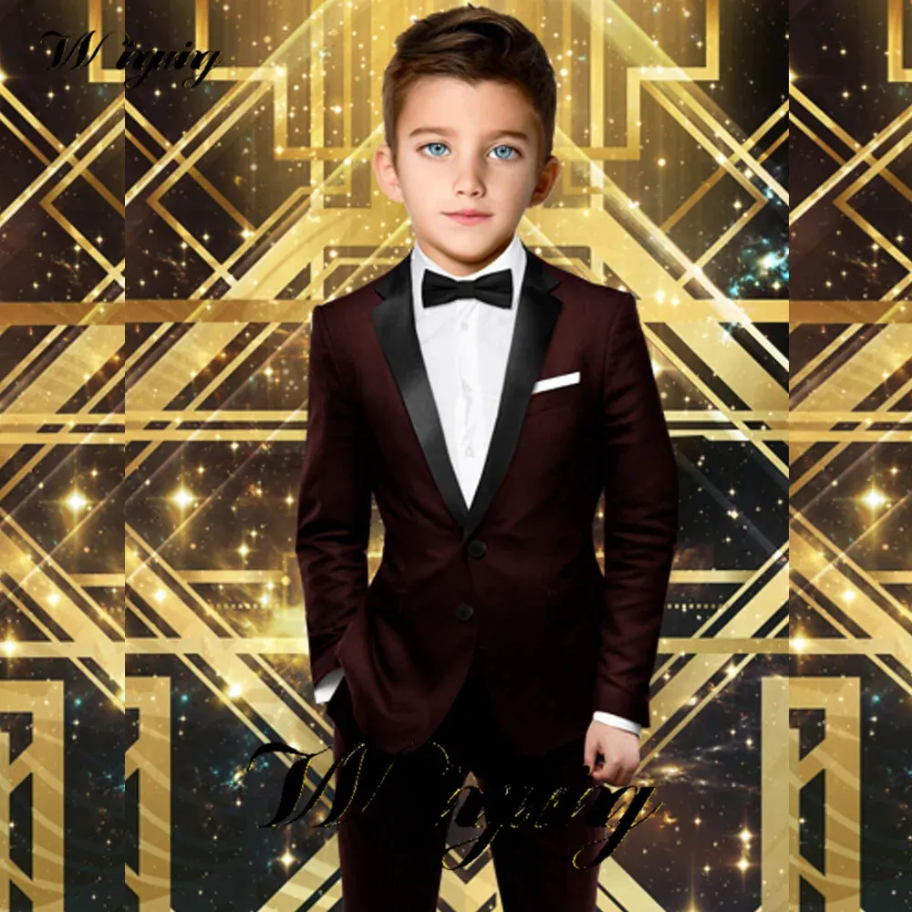 Sliktaa Boys Wedding Suits 2 Pieces Slim Fit Velvet Peak Lapel Tuxedo Jacket Pants 3 Colors Green