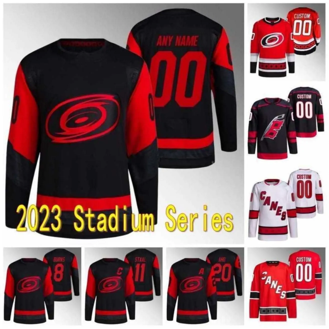 Heren Kinderen Dames Hockey 88 Martin Necas Jerseys 20 Sebastian Aho 8 Brent Burns 37 Andrei Svechnikov 82 Jesperi Kotkaniemi 24 Seth Jarvis 76 Brady Skjei Reverse Retro