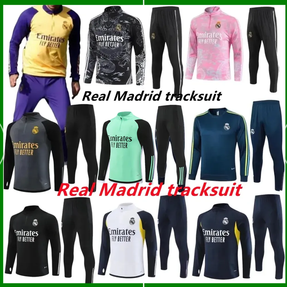 New 24/25 Real Madrids BELLINGHAM VINI JR soccer tracksuit Men and kids 23 24 football tracksuit training suit jogging kit chandal futbol survetement