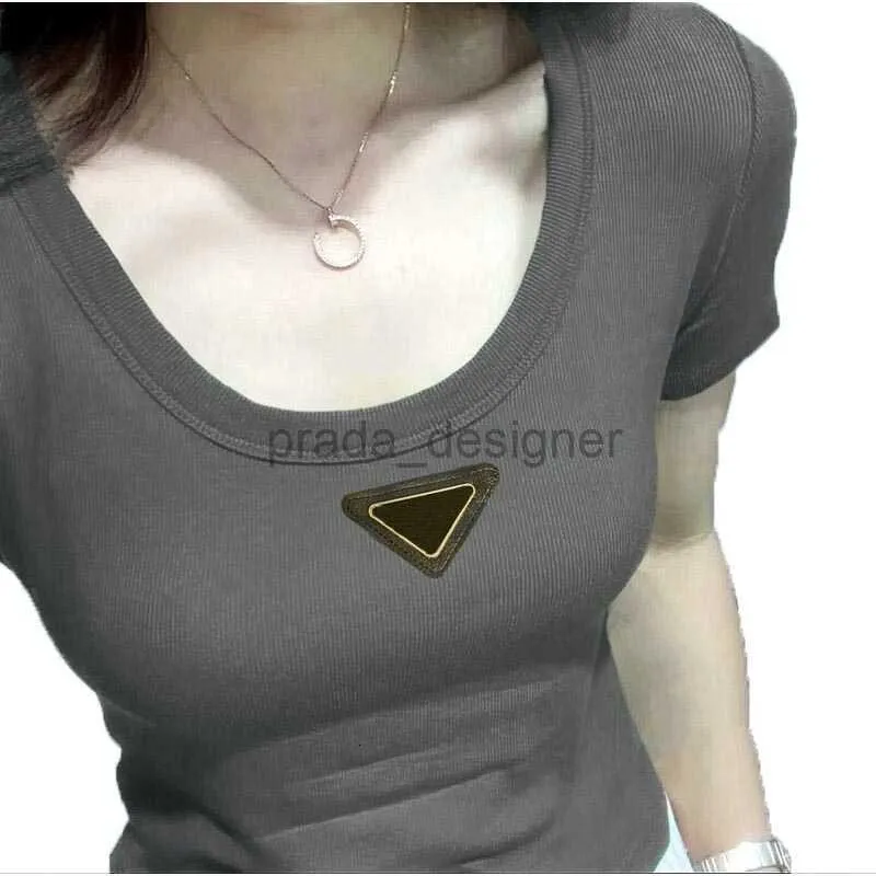 Fashion Designer Women's Polos Short sleeved T-shirt Summer Street Beach Leisure Comfortable and Breathable Women's Knitted T-shirt Top Round Neck Triangle 8 Colors