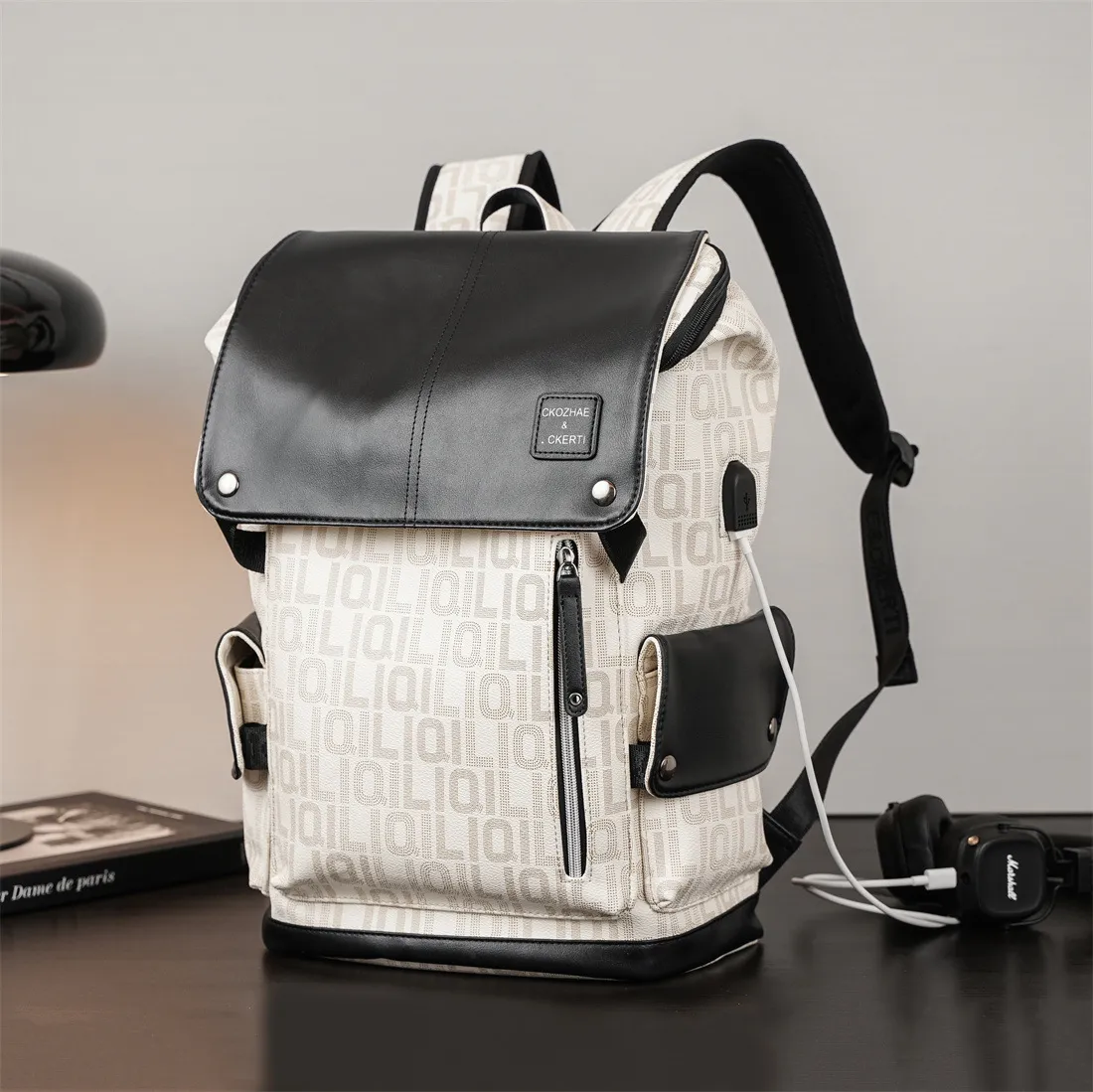 Mochila Vintage De Lona Y Piel - Unisex, Gran Capacidad, Ideal Para Senderismo, Escuela O Viaje