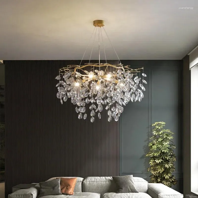 Lustres Lampe à suspension en forme de branche nordique lustre en cristal de luxe pour salon chambre décoration éclairage intérieur luminaires Luminaria