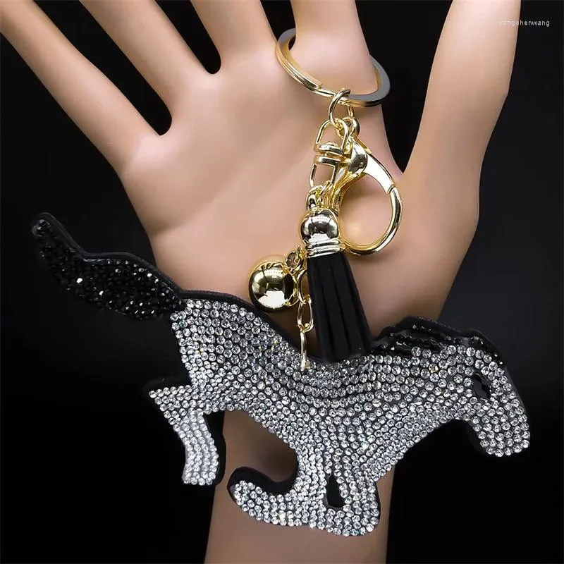 Anahtar zincirleri at çalışan kadınlar için anahtarlık erkekler püskül kristal altın renk anahtarlık sahibi yaratıcı parti mücevher aksesuarları hediye porte