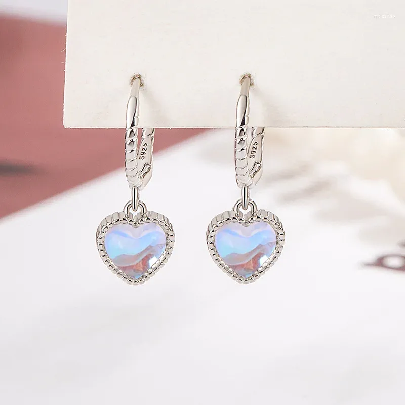 Pendientes de aro de ópalo a la moda, corazón de amor para mujer, pendiente de moda, joyería para prevenir alergias, accesorios de fiesta, regalo Eh2024