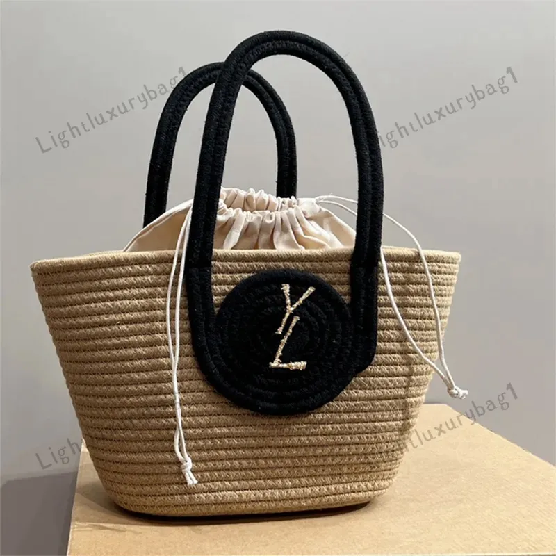 Ontwerper Vrouw Luxe Gras Geweven Groentemand Strand Tote Casual Strozak Zomer Breien Schoudertas Leuke Portemonnees Zachte Dame Boodschappentas 240316