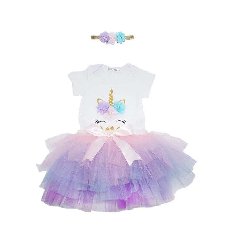 Baby Unicorn RomperTutu Skirts Outfits Summer 2021 Kids Boutique Clothing 324m Infant Girls Birthday Party Dress Up 322 Y25449399