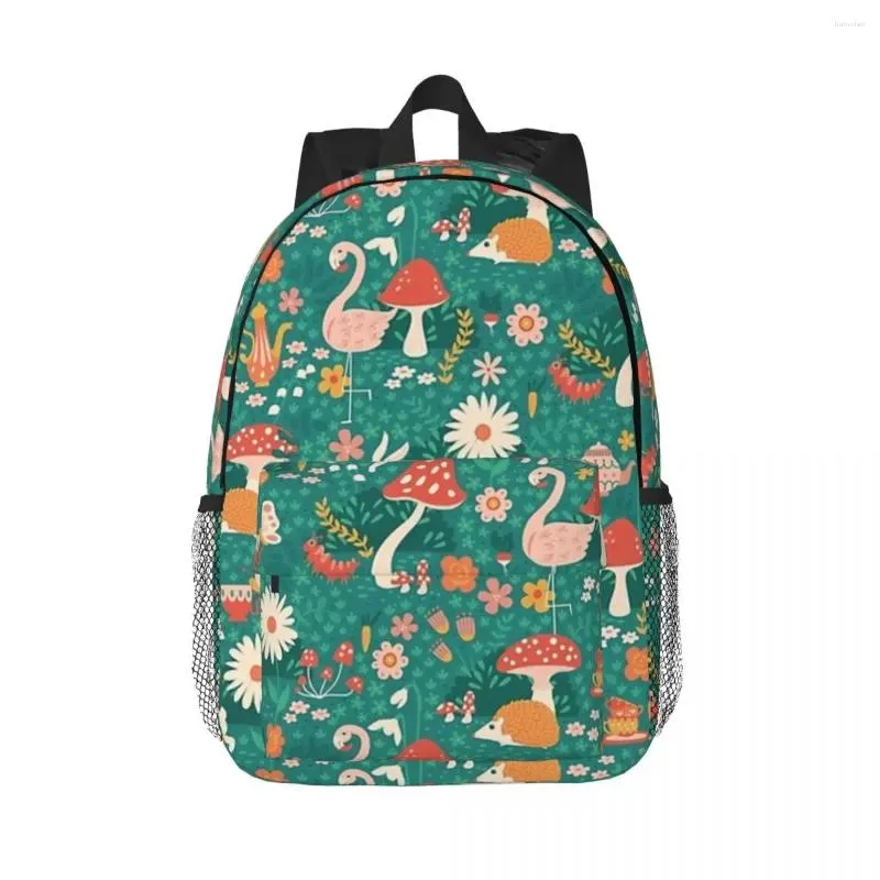 Backpack Wandering in Wonderland - Teal Red Backpacks Boys Girls Bookbag Mash