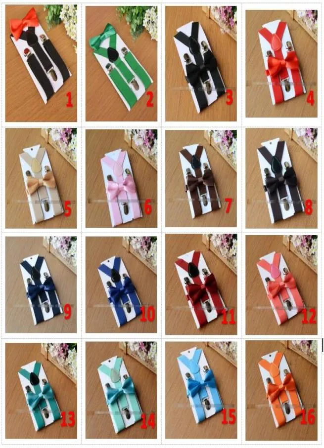 26 colors Kids Suspenders Bow Tie Set for 110T Baby Braces Elastic Yback Boys Girls Suspenders accessories9651785