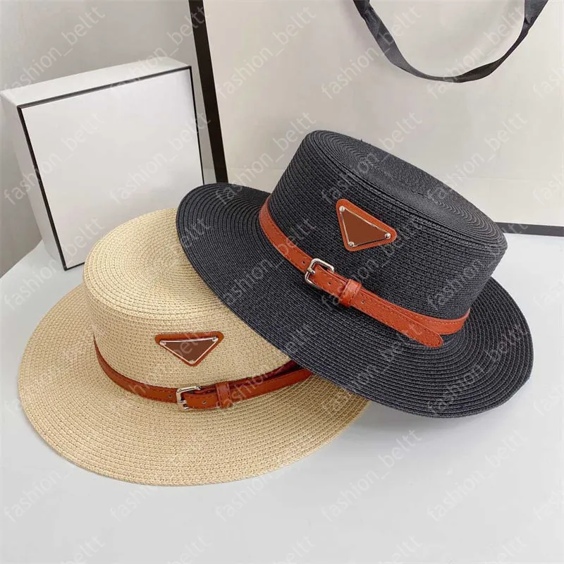 Mode halm hattar lyx hink hatt designer gräs Braid Beach Cap Women Män Sunhats Summer Flat Fishmans Hats