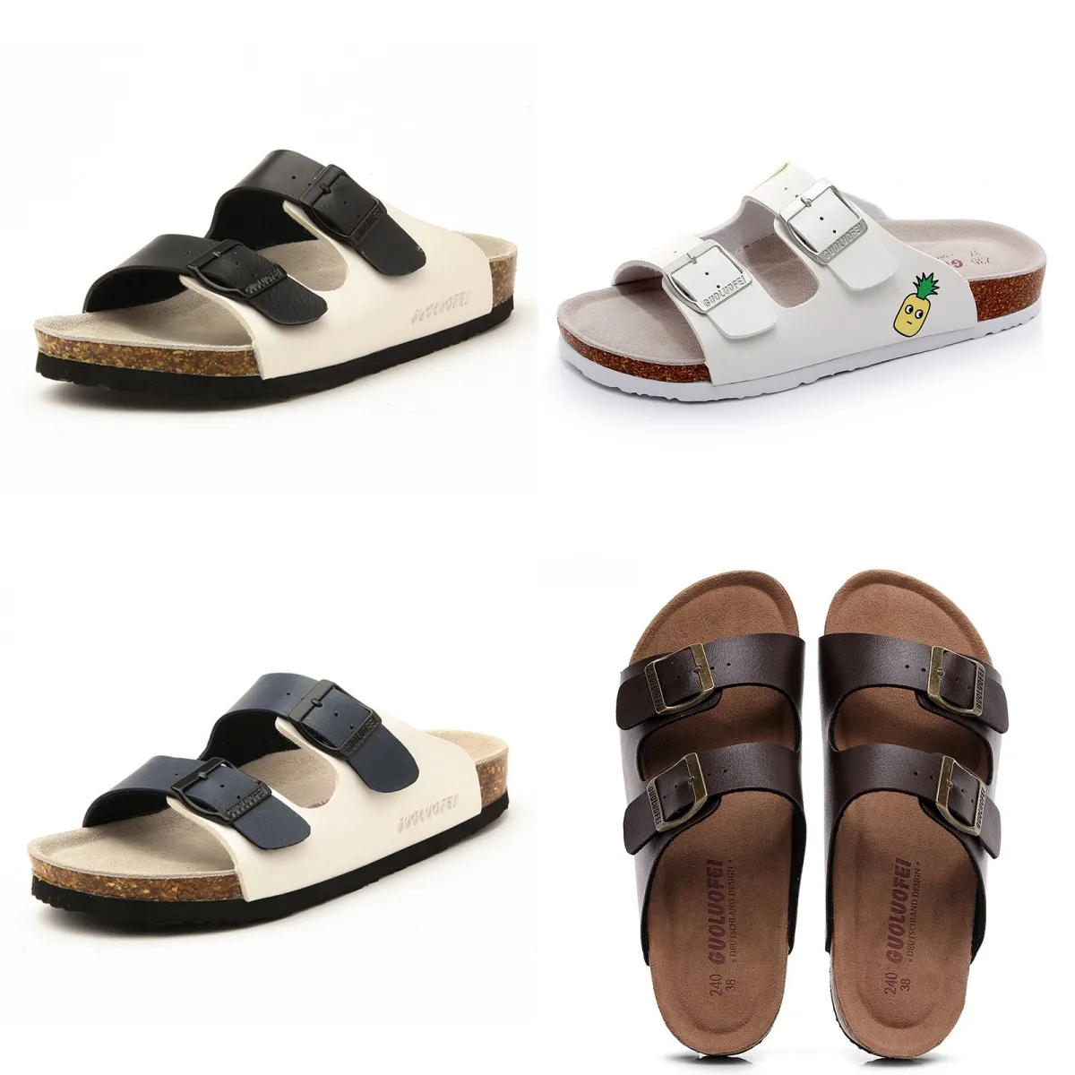 2024 Nya tofflor som bär överdimensionerade sandaler En linje Double Button Beach Shoes Gai Big Size 35-46