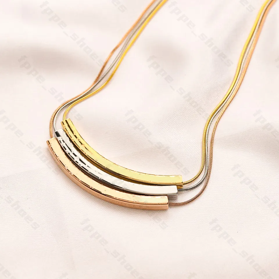 Designer Chic Charm Pendant Necklace, Women's Gold Bangle With Letter Print - Luxury Wedding Jewelry, 18K Gold Plated Rostly Steel - Perfect Love Gift for Wedding