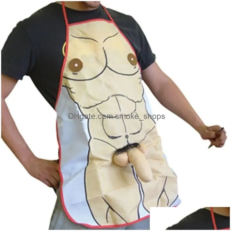 Tabliers drôle nouveauté 3D homme nu tablier de cuisine pour les amateurs de conception de cadeaux de déguisement 201007 livraison directe maison jardin textiles Dhcr2