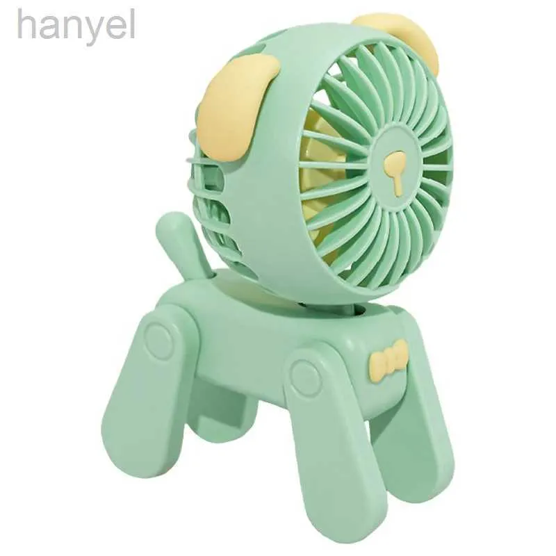 Electric Fans Mini Decoration Fans Cute Pet Dog uppladdningsbar USB Small Electric Fan Student Dormitory Decoration Fan Green 240316