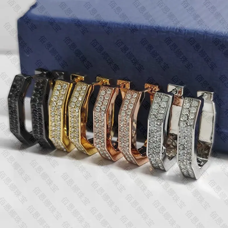 Brincos de cisne de designer de vendas a quente para homens para homens homens diamante colar de pérolas de luxo Corte octogonal 925 Brincos de prata de prata Moda e simples brindes circulares presentes