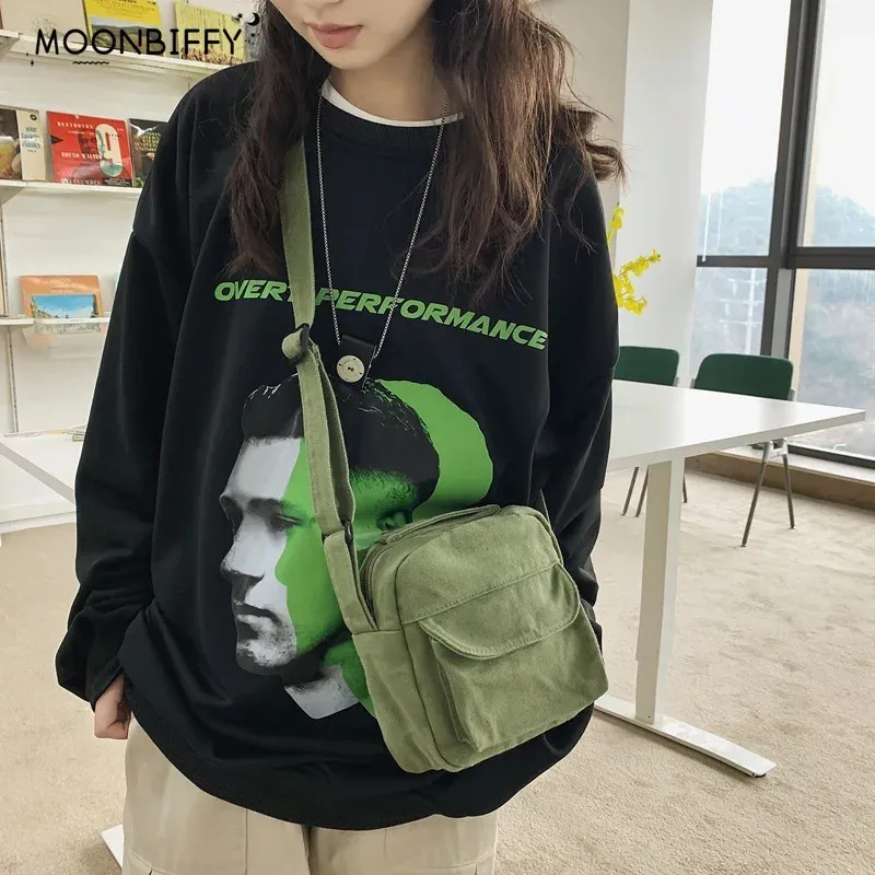 Fashion Small Canvas Crossbody Bags for Women Mini Shoulder Phone Purse Girl Student Cotton Cloth Mini Female Handbags Flap 240328