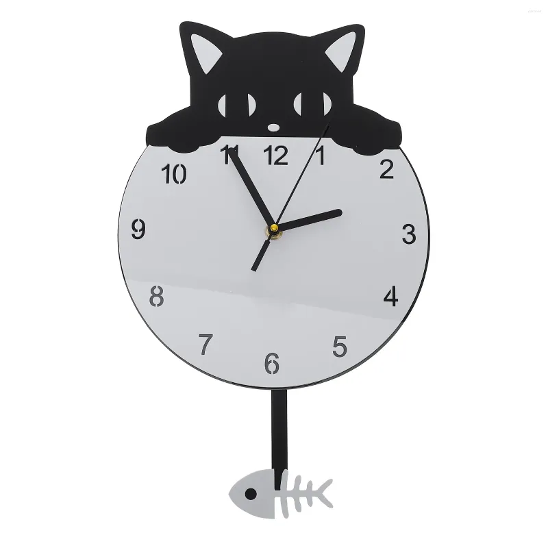 Wall Clocks Home Decor Clock Acrylic Household Hanging Kitten Living Room Stylish Pendant