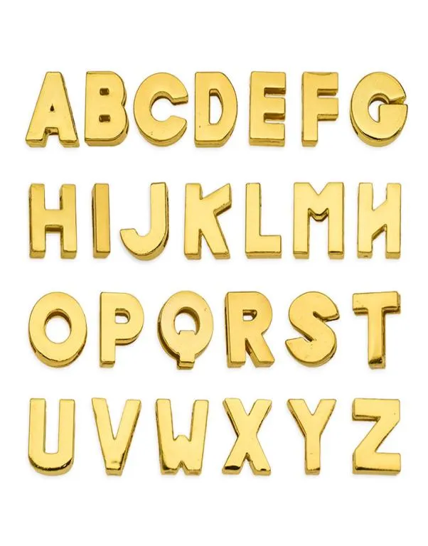 130 pz 8mm lettere dell'alfabeto inglese AZ oro pianura lettere diapositive accessorio fai da te fit pet collarwristband portachiavi8105538
